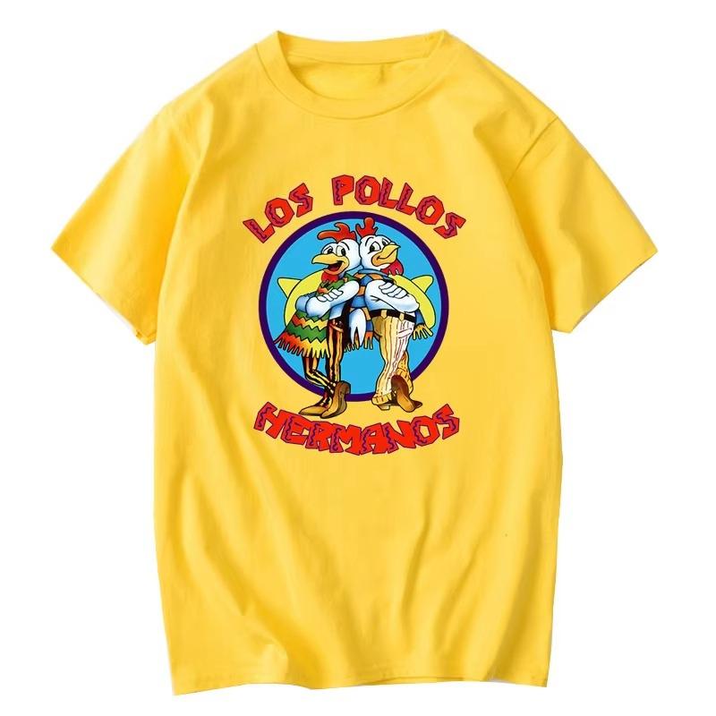 Unisex Tshirt Male Summer Unisexs Short Sleeved High Quality 100 Cotton Breaking Bad LOS POLLOS Chicken Brothers Printed Casual