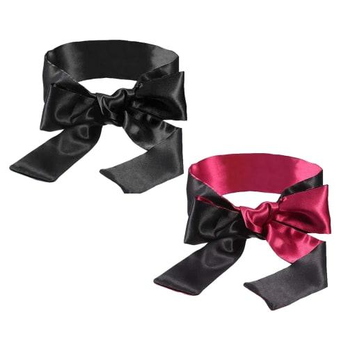

Satin Eye Blindfold, Smooth Satin Eye Cover, Silk Sleep Mask Band Blinder for Sleep Games, 150cm, Black/Red, 2-Pack