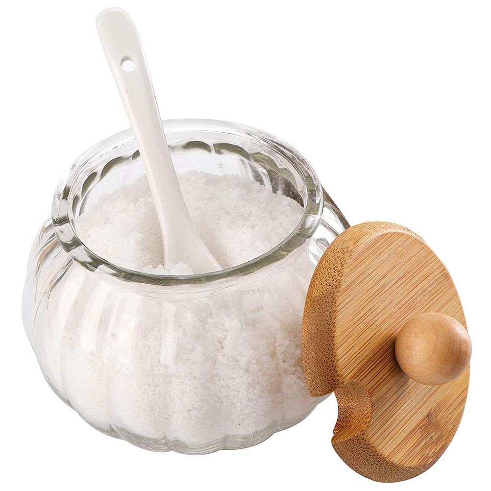 Sugar Container Glass Black Candy Food Containers Cover Jar Transparent Mini Condiment Bottles Office Jars