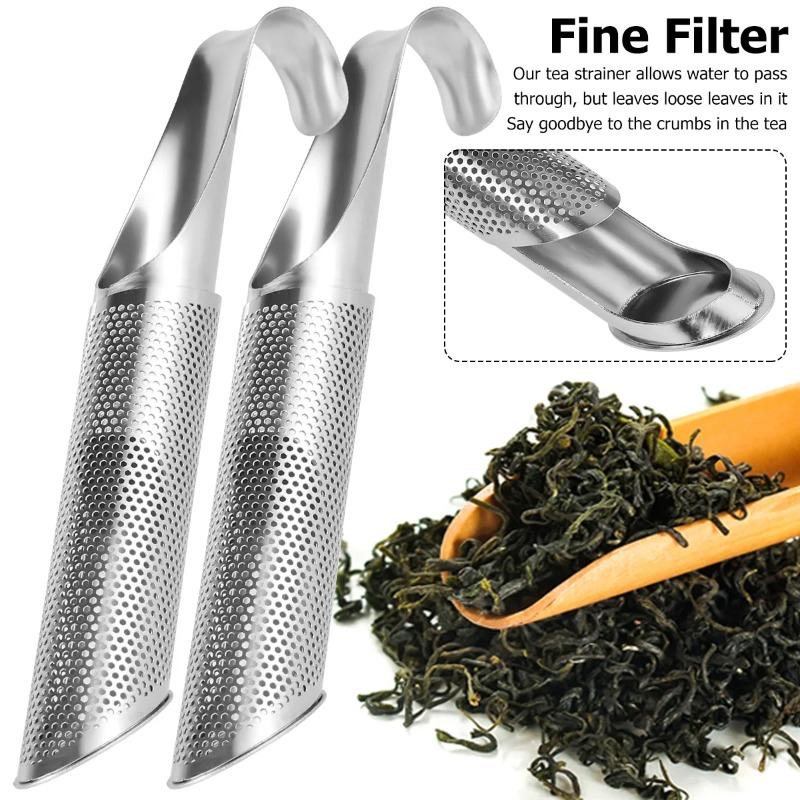 Stainless Steel Tea Strainer Fine Mesh Infuser with Hanging Hook Tea Diffuser Steeper Pipe Filter for Loose Leaf Tea