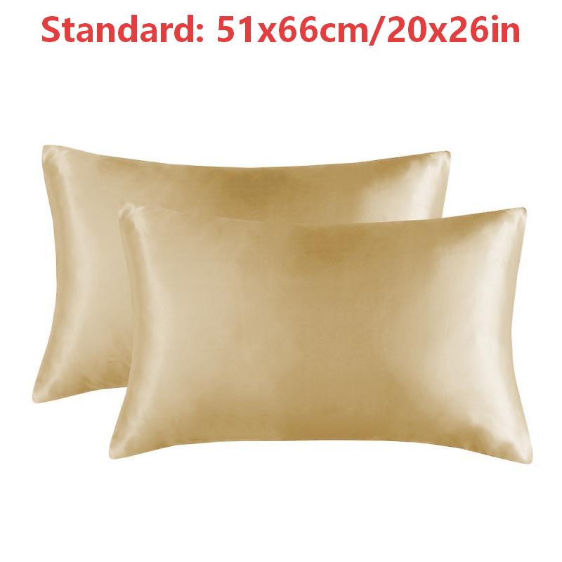 1Pair Standard 51x66cm Pillowcase Silk Pillow Cover Silky Satin Hair Beauty Pillow Case Comfortable Pillow Case Home Decoration