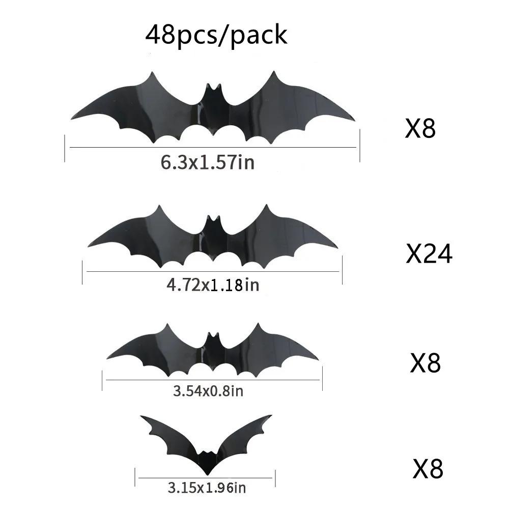 Kids Room Wall Sticker Halloween Atmosphere Decoration 3D Black PVC Bat DIY Bat Wall Sticker Home Wallpaper Home Festival Decor