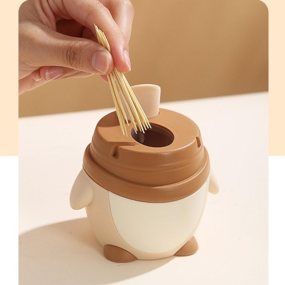 Creative Penguin Toothpick Container Cartoon Automatic Toothpick Pop-Up Toothpick Box  Kitchen Use