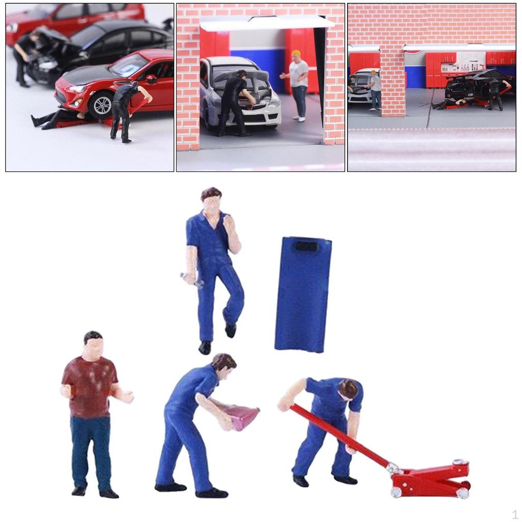 1/64 Film Character Diorama Drawing Figure Car Repairer Street Building Scenario Table