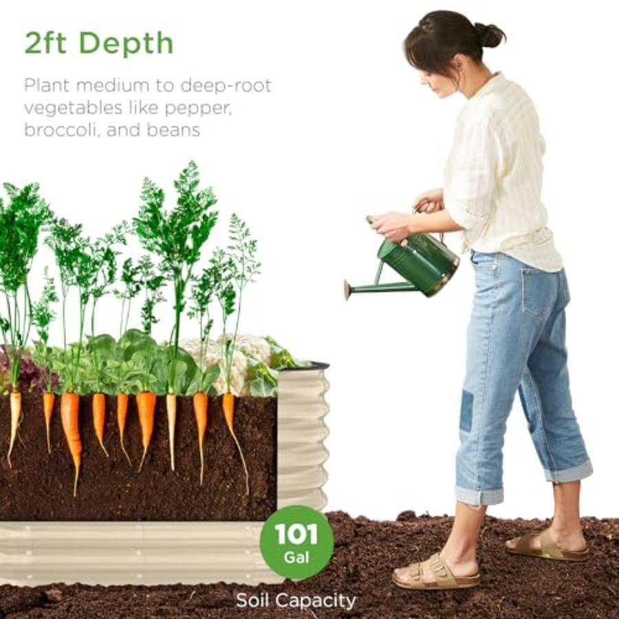 4x2x2ft Outdoor Metal Raised Garden Bed Oval Deep Root Planter Box for Vegetables Flowers Herbs and Succulents w 101 Gallon Cci