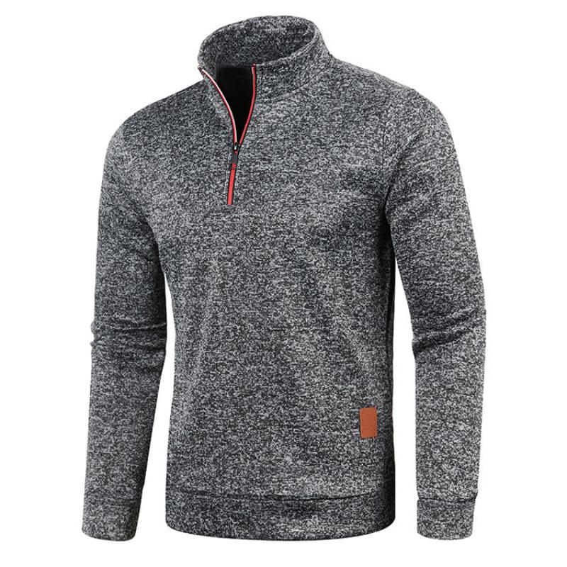 Einfarbig Mantel Männer Herbst Winter Lange Sleeve Zipper Stehkragen T-shirts für Männer Pullover Top Sport Männlich