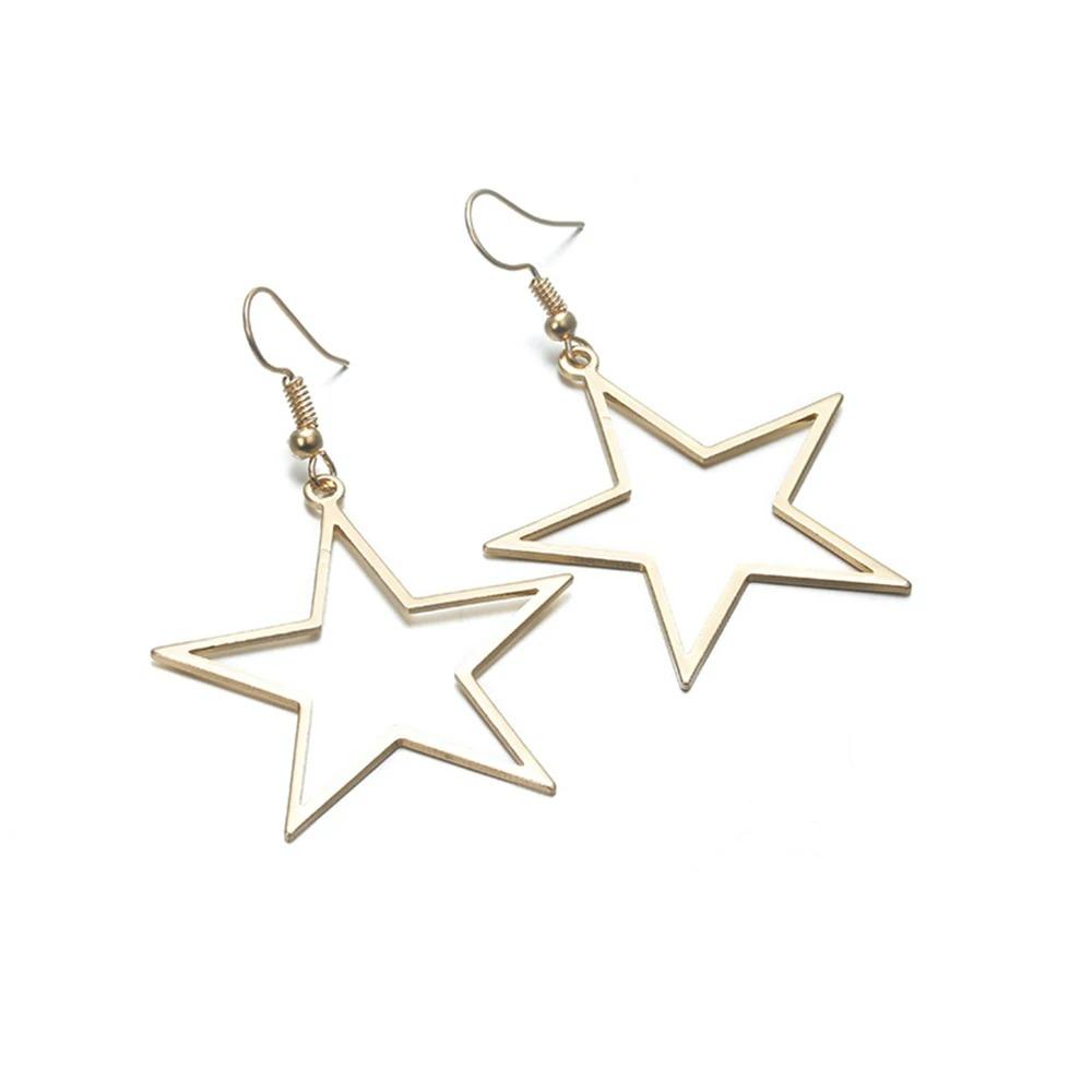 SUMENG New Fashion Handmade Simple Antique Hollow Star Pendant Drop Earrings for Women Vintage Jewelry Gifts Accessories