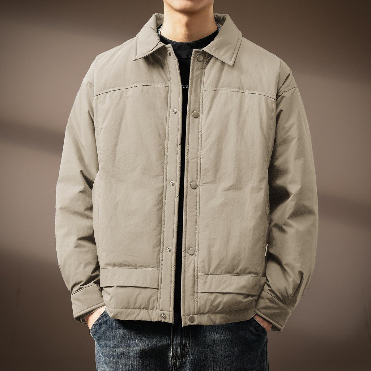 

Men s Lightweight High-End White Duck Down Winter Jacket: Short, Casual Workwear Coat L (135-150 jin) абрикосовий