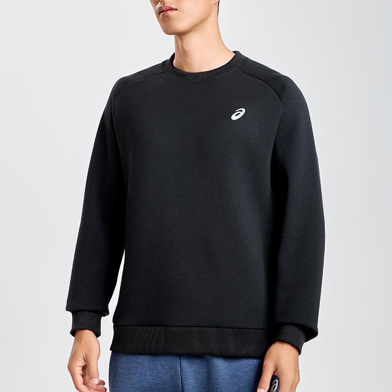 Asics Mens Running Reflective Night Vision Moisture Wicking Quick Dry Pullover Crewneck Sweatshirt Men sweatshirt Black 2031E859-001
