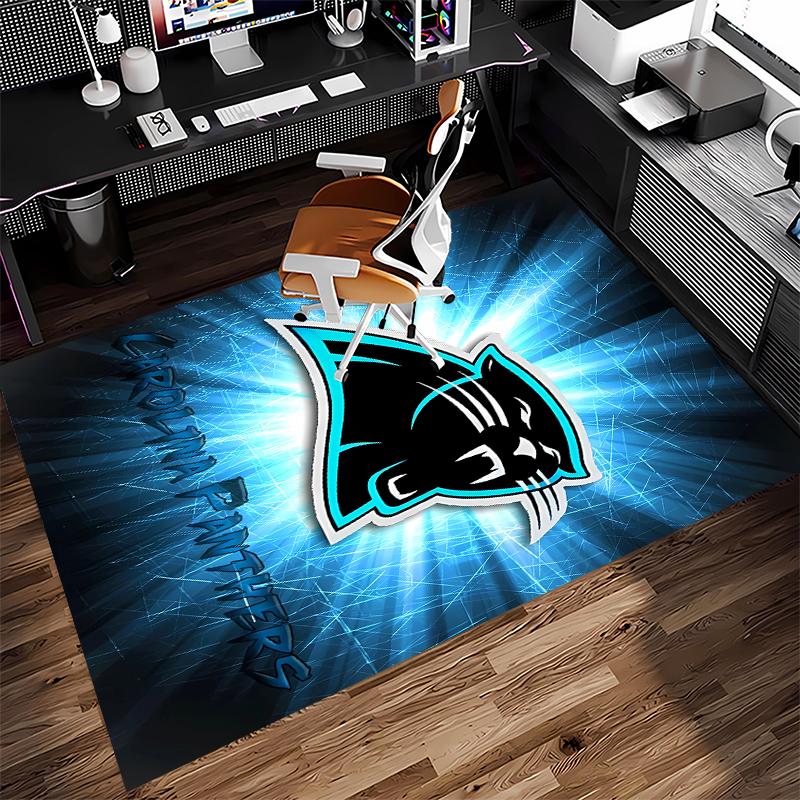 1pc Carolina Panthers Print Area Rug - Soft,Washable Non-Slip Indoor Mat for Office Chairs,Living Room,Home Office Decorative Rug