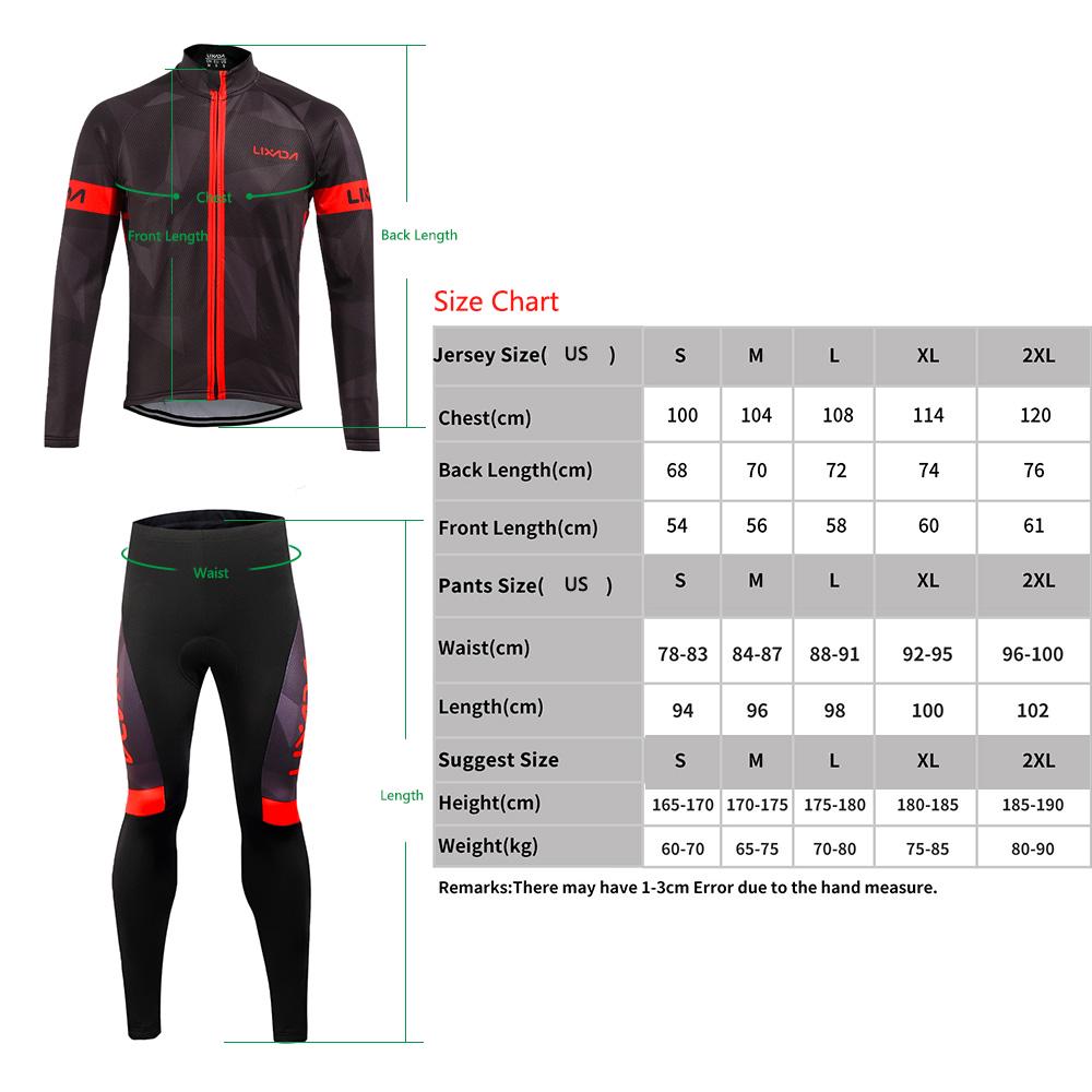 Lixada Men's Winter Thermal Fleece Cycling Clothing Set Long Sleeve