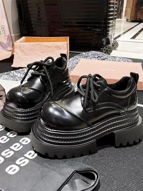 British style loafers polished shoes 2025 small leather shoes women's muffin soles retro height increase versatile early spring thick soles new models