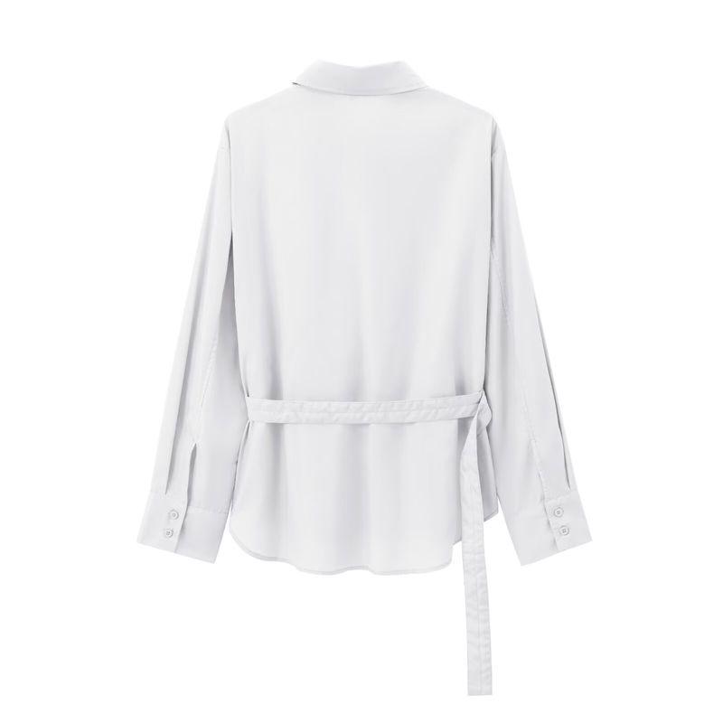 Zab Autumn New Women's Clothing Fashion Style French Style Design Bowknot Decoration Poplin Shirt 9024431