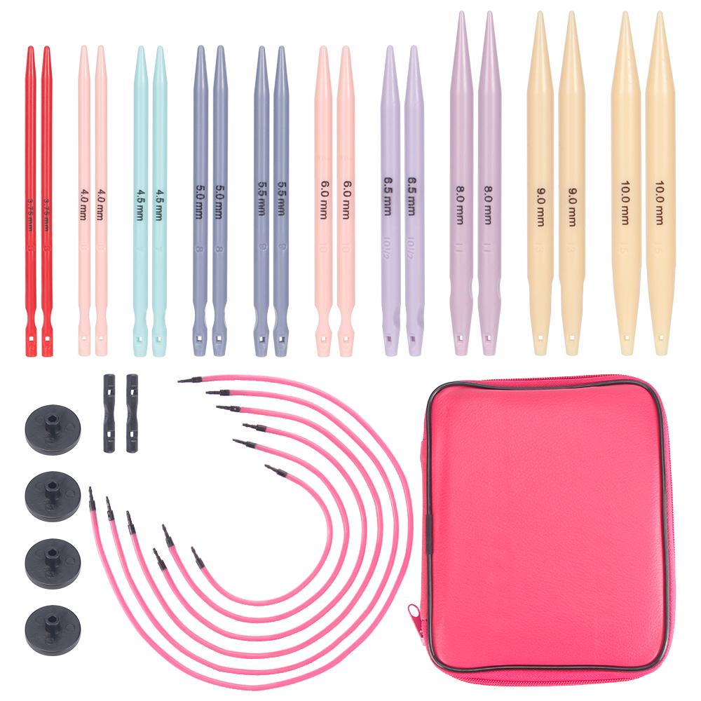 1set DIY Knitting Needles, Plastic ABS, Detachable Circular Replaceable Ropes, Circulating Knitting Needle, DIY Weaving Tool Kit