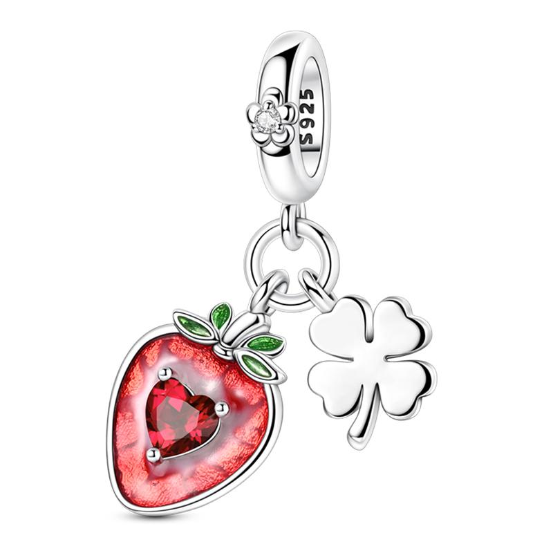 Charms Fit Pan Bracelets Copper Color Strawberry Cherry Blueberries Fruit Sweet Original Diy Jewelry Birthday Fine Gifts