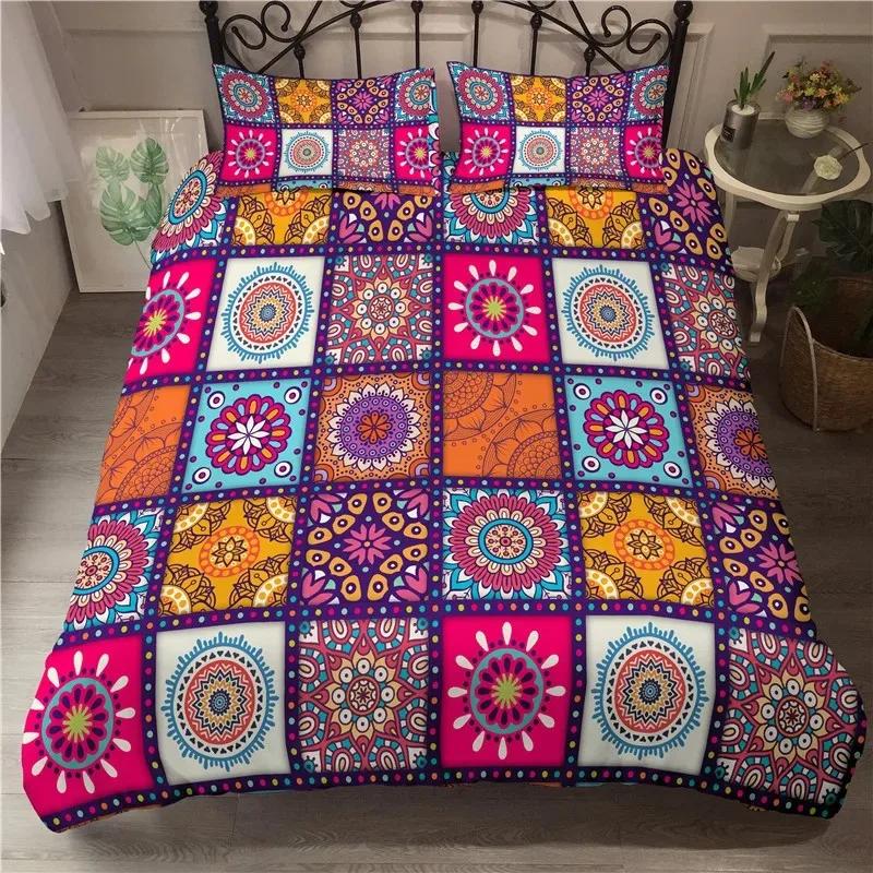 Luxury Boho Mandala Duvet Cover Set Bohemian Bedding Sets Mandala Print Comforter Cover King Size Double Bed Set Quilt Cover