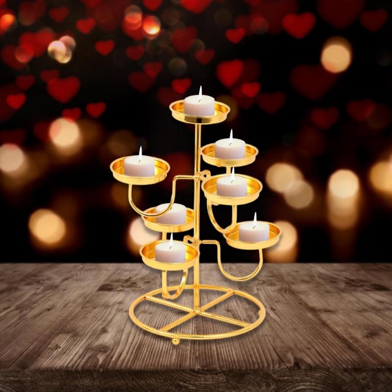 Decorative Candle Holder 7 Branch Candlesticks Metal Candle Stand for Table Centerpieces Wedding Dinning Party Church