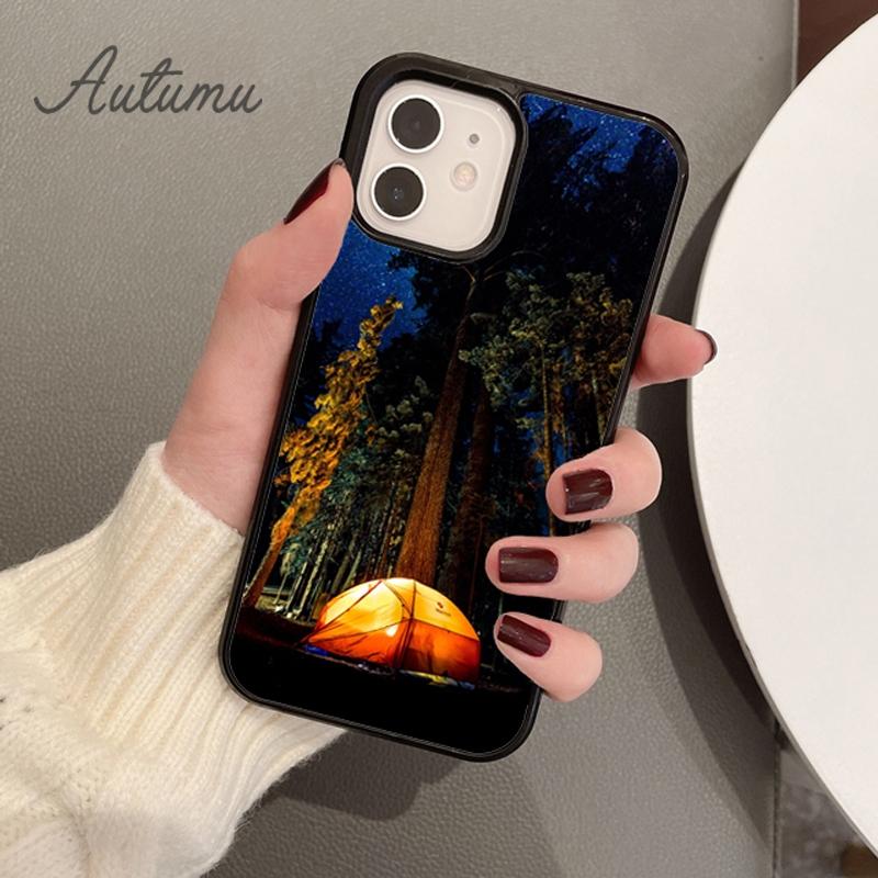 Camping Nature Mountain Phone Case for iPhone 11 12 13 14 Pro Max Mini XR XS SE 2020 6 6S 7 8 Plus Samsung Galaxy S21 S22 Cover
