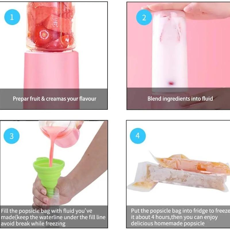 100/60/20 stk engangs ispopformpose Stor fryseispinne forseglede poser DIY Juice Yoghurt Smoothie Bag med trakt iskremverktøy