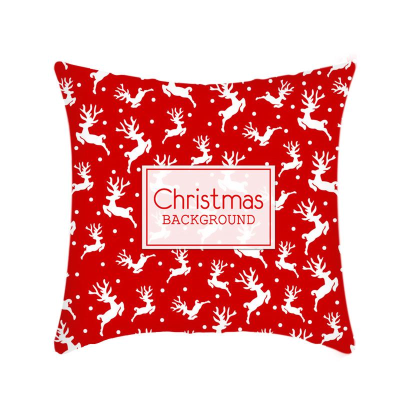 New Christmas Sofa Pillow Cover Home Red Simple Printed Bedside Pillow Cover