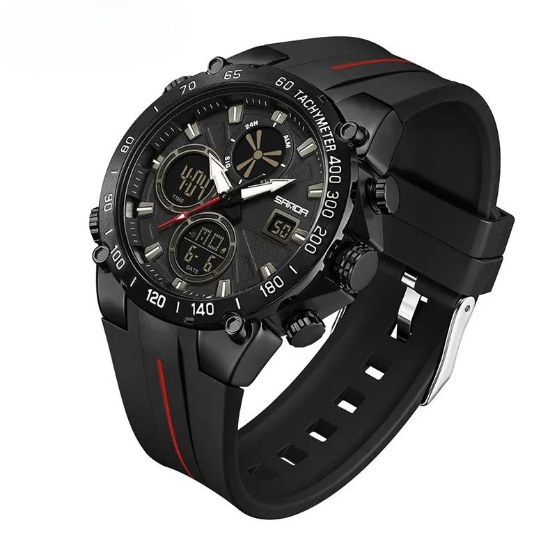Top Fashion Men's Sports Watch Waterproof LED Analog Digital Dual Display Electronic Clock Stopwatch Men Quartz Wristwatch