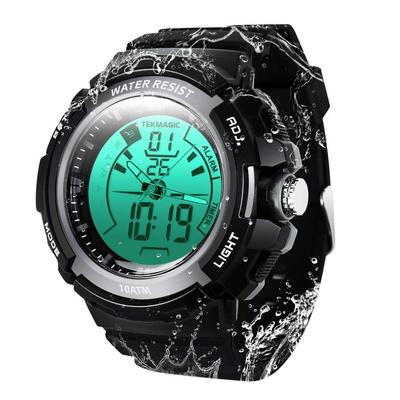 TEKMAGIC Swimming and Diving Watch, 10 ATM Water Resistant, 100 Meter Diving Watch with Stopwatch and Alarm Clock, Dual Time Zone Display, 1224 Hour