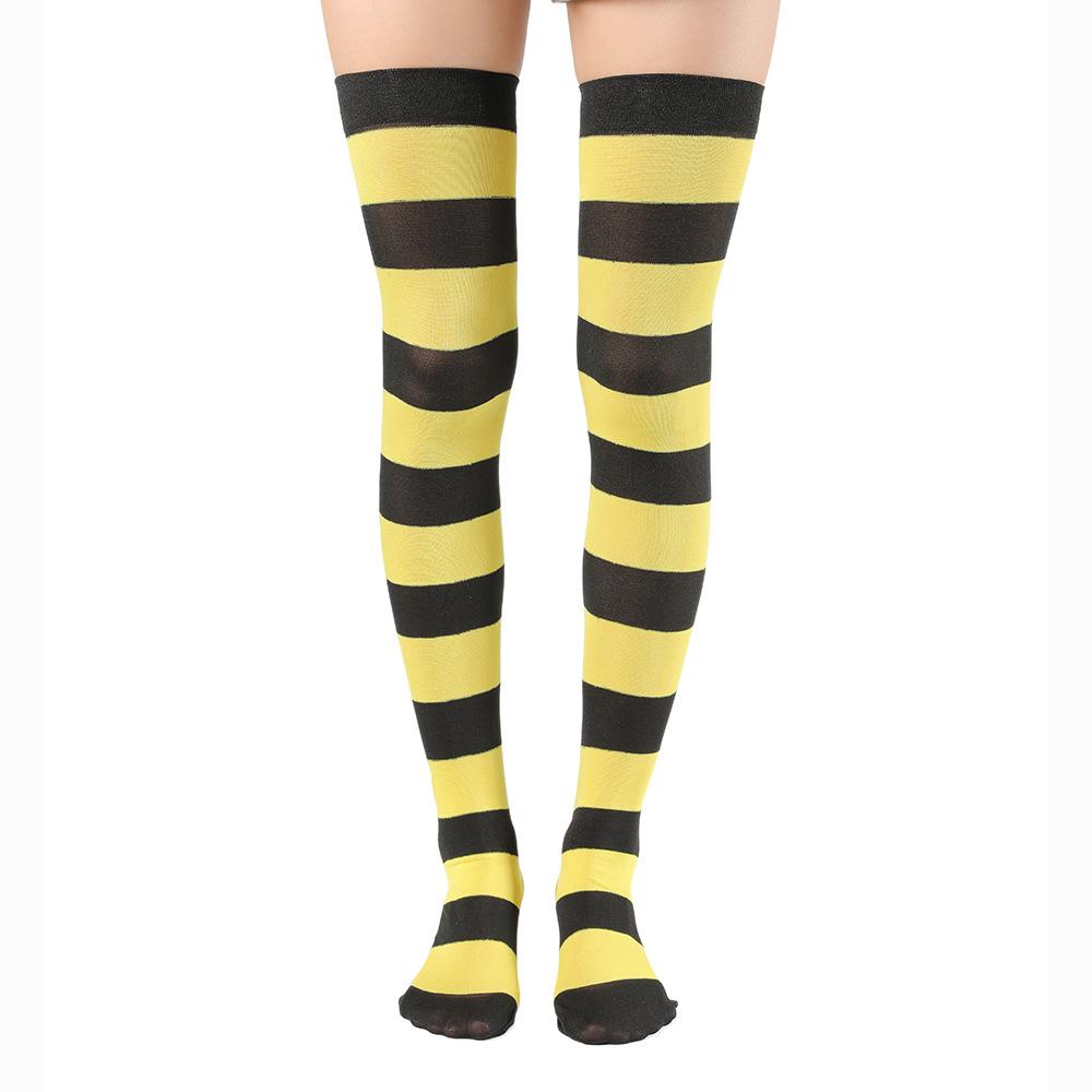 Halloween & Christmas Striped Thigh-High Cosplay Socks: Women's Slimming Over-the-Knee Stockings