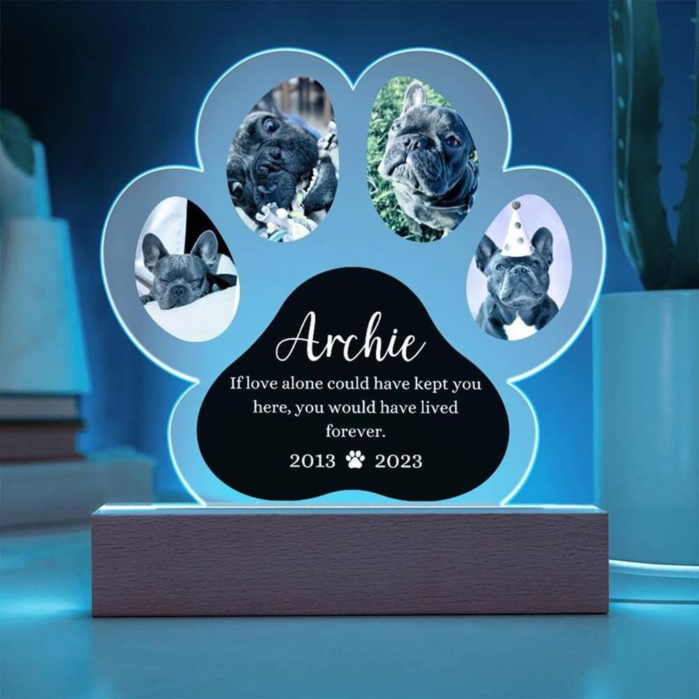 Night Light Custom Pet Paw Print Acrylic Plaque Personalized Photo Frame Lovely Keepsake Gift For Pet Owners Home Decor