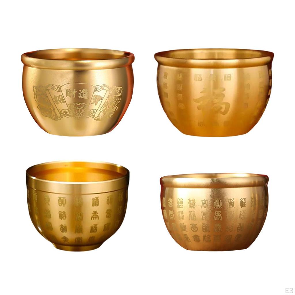 Brass Feng Shui Bowl Chinese Character Fu Collectible Ornament Treasure