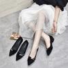 Pointed Single Shoes Women's Shoes Autumn and Winter Simple Temperament Two High Shallow Mouth Fashion Shoes Black Rhinestone Banquet Shoes