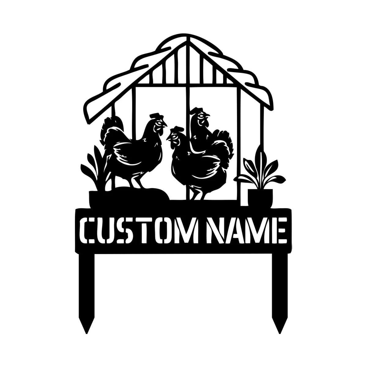 Metal Wall Art Rooster Decorative Garden Stake Poultry Yard Sign чёрный