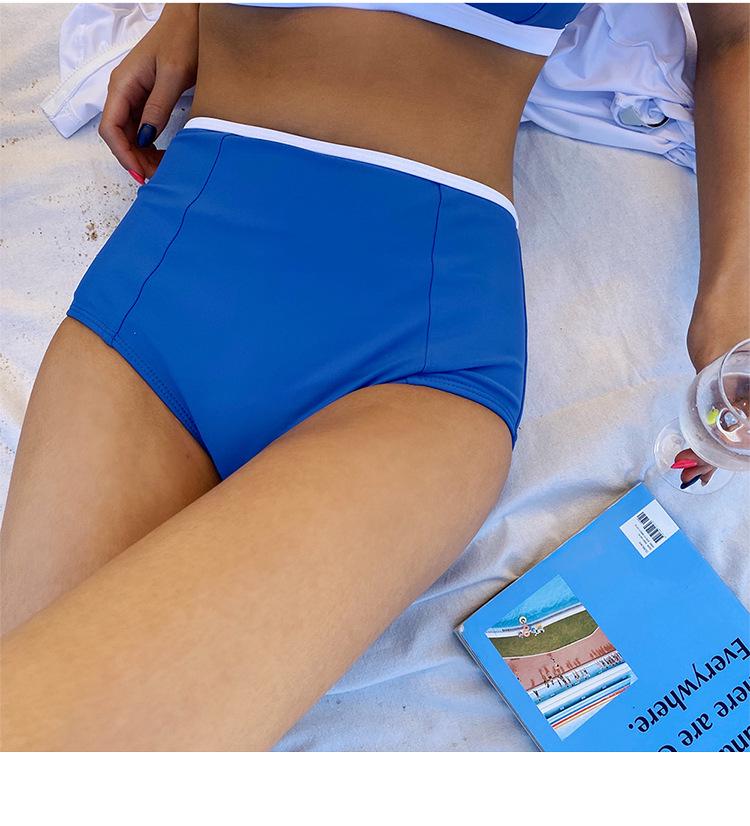 2026 Korean Style Color Block Push-up Bikini Set: Three-piece High-waisted Swimwear for Women