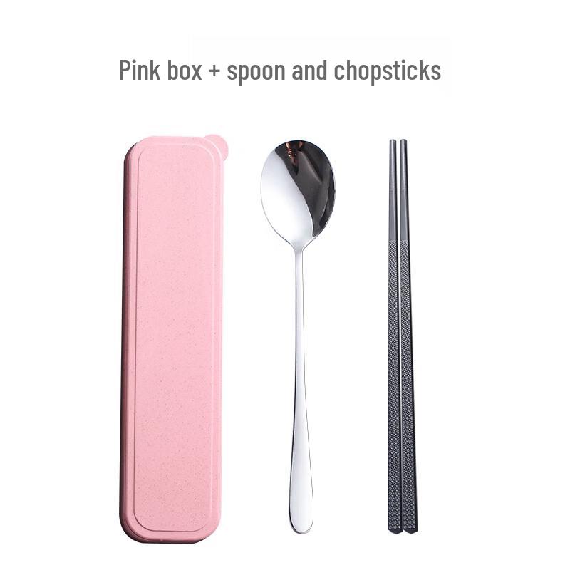 Pink Portable Kids  Chopstick & Spoon Set (3-Pack)