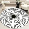 Crystal velvet carpet Modern Round Area Mat -  Crystal Velvet, Non-Slip Dot Backing, Black & White Line Design,