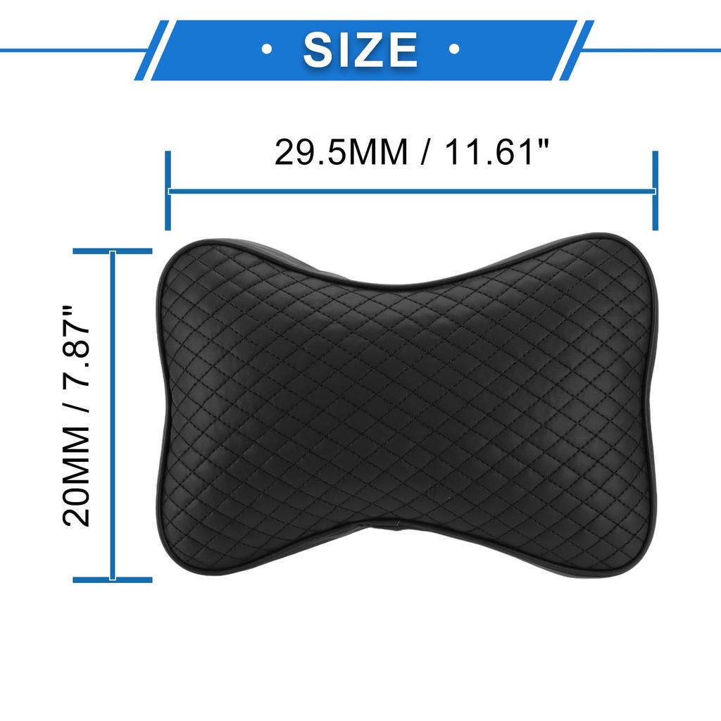 VekAuto 2-Piece Car Neck Pillow, Bone-Shaped Car Seat Headrest Pillow, Breathable Faux Leather for Neck and Back Support, Black