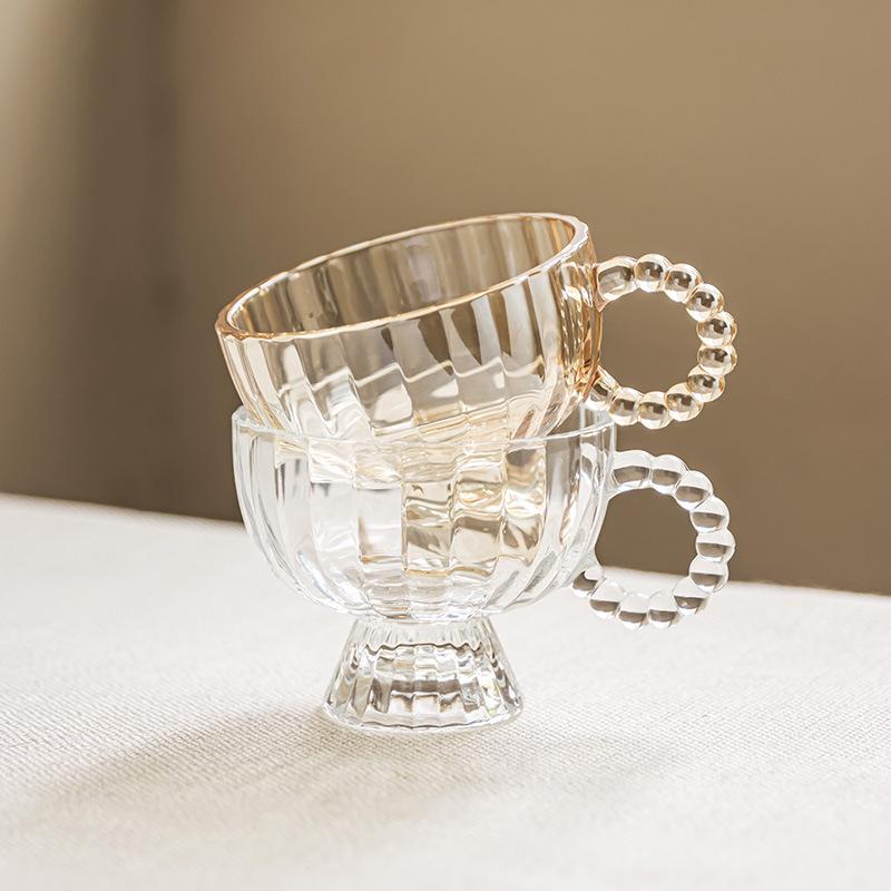 Transparent Goblet High-Value Glass Minimalist Wind Cup Household Water Cup Dessert Cup Summer Juice Cup