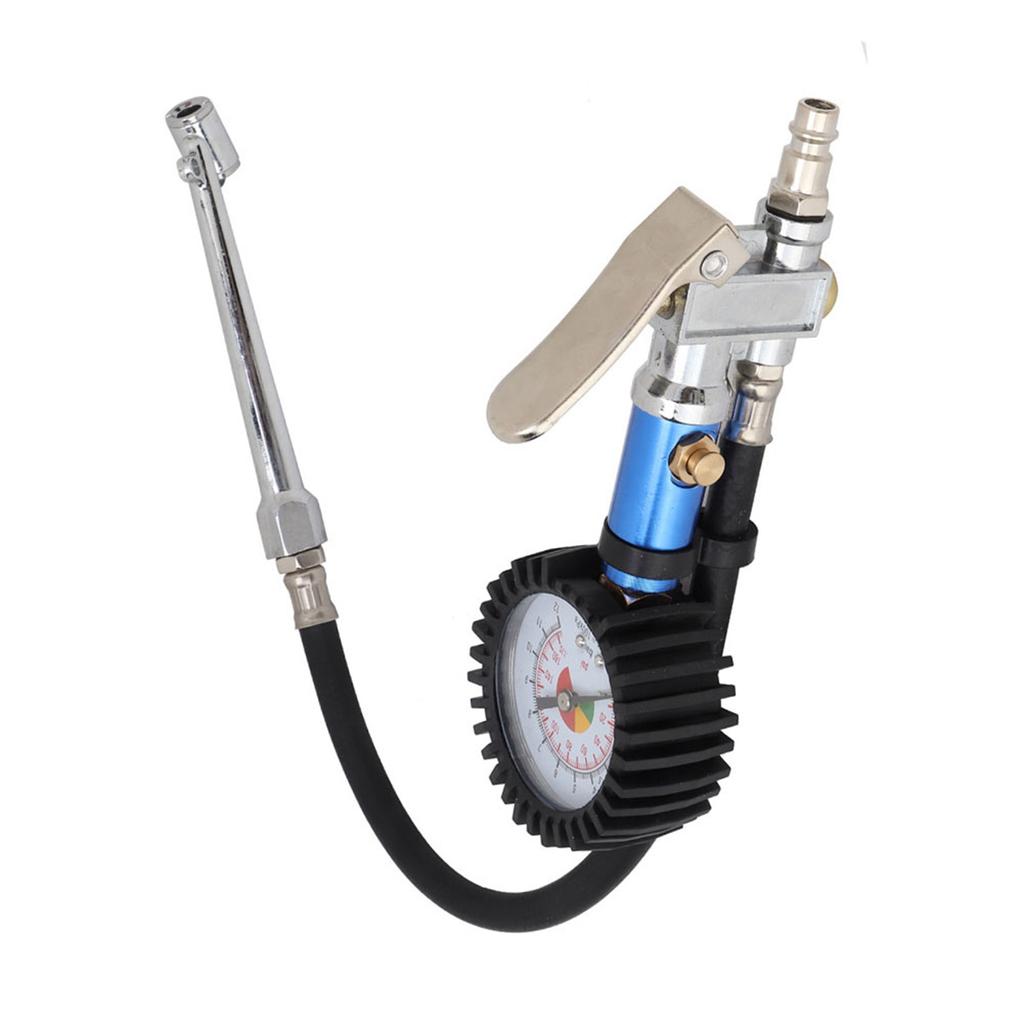 12 Bar Self Clamping Tire Inflator with Air Pressure Gauge and Quick Air Connector