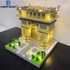 Blocos de Construção Micro Mini Iluminados do Arco do Triunfo Knew Iluminando Modelo do Marco de Paris Perfeito para Decoração de Casa e Escritório