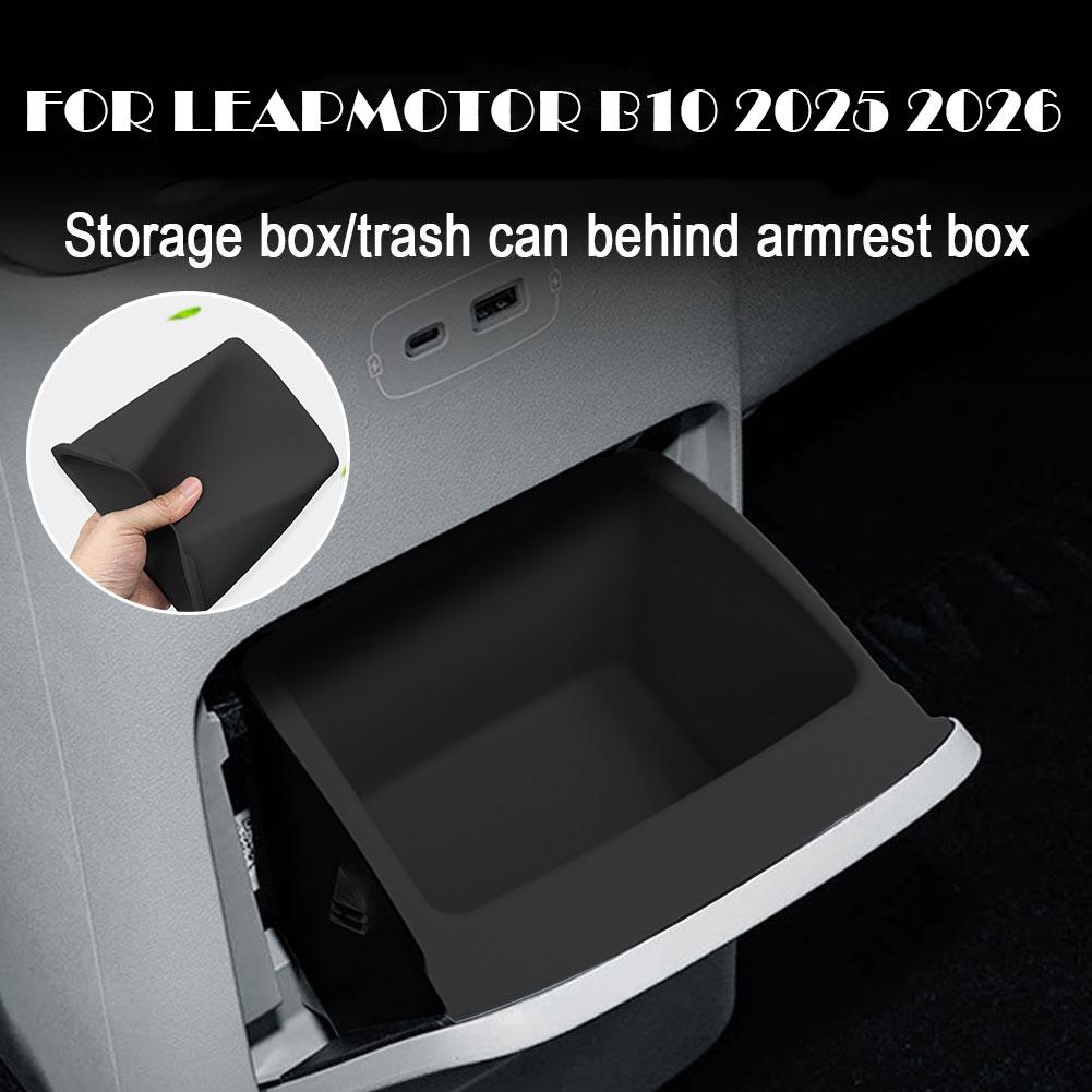 Per 2026 Leapmotor B10 Scatola Bracciolo Posteriore in Silicone Scatola Portaoggetti Organizer Console Accessori Auto Centrale Nero V1R4