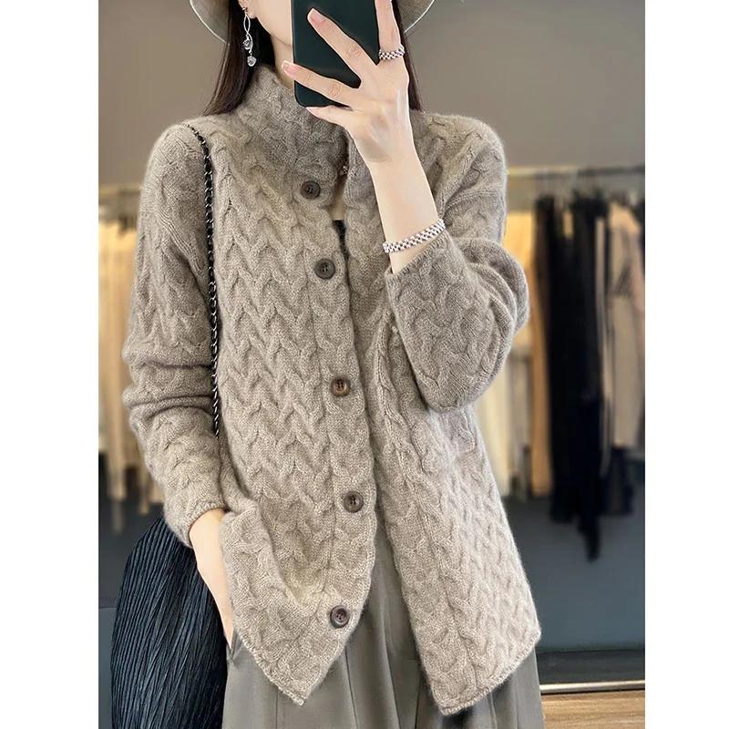 Autumn Winter Korean Cardigan Long Sleeve Jacket Women Loose Casual Thicken Knitted Sweater Coat Female Tops Ladies