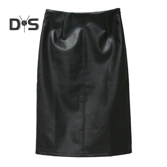 

Женская юбка с высокой талией и разрезом сзади, искусственная кожа, миди-юбка, однотонная, облегающая бедра, черная юбка, праздничная одежда XL чёрный