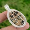 Oval Honey Dendrite Opal Stone Wife Wire Wrapped Pendant Jewelry Sterling Silver