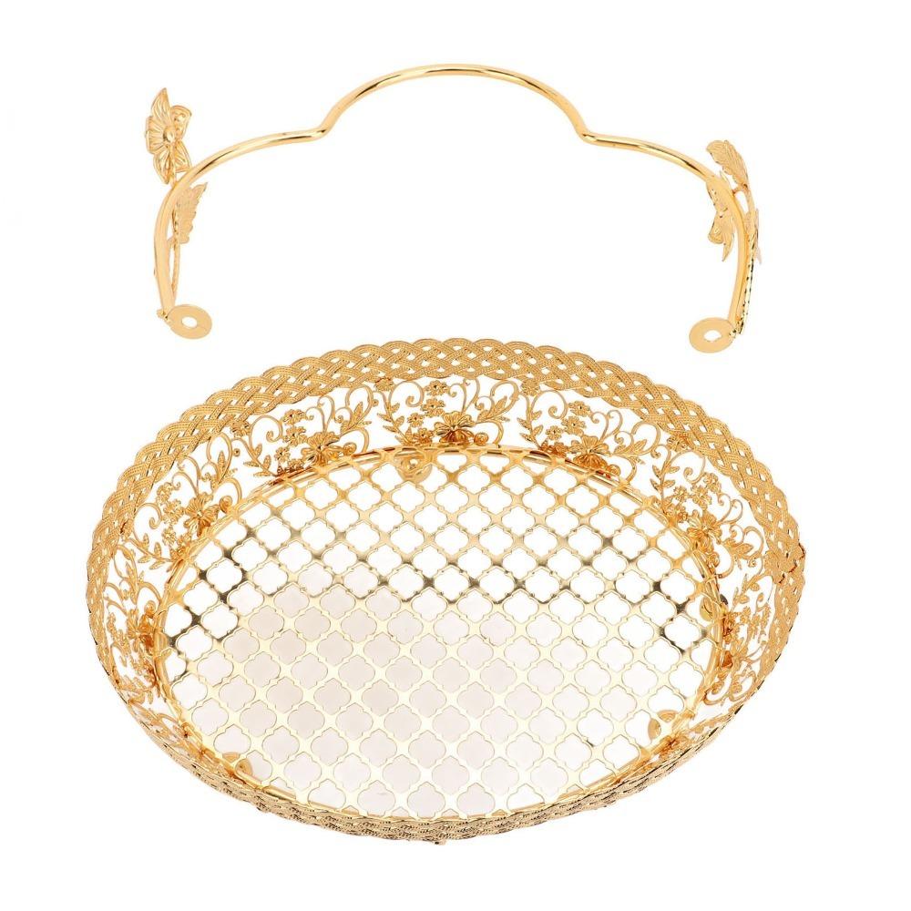 With Handle Fruit Serving Basket Hollow Carved Decorative Fruit Basket Kitchen Countertop