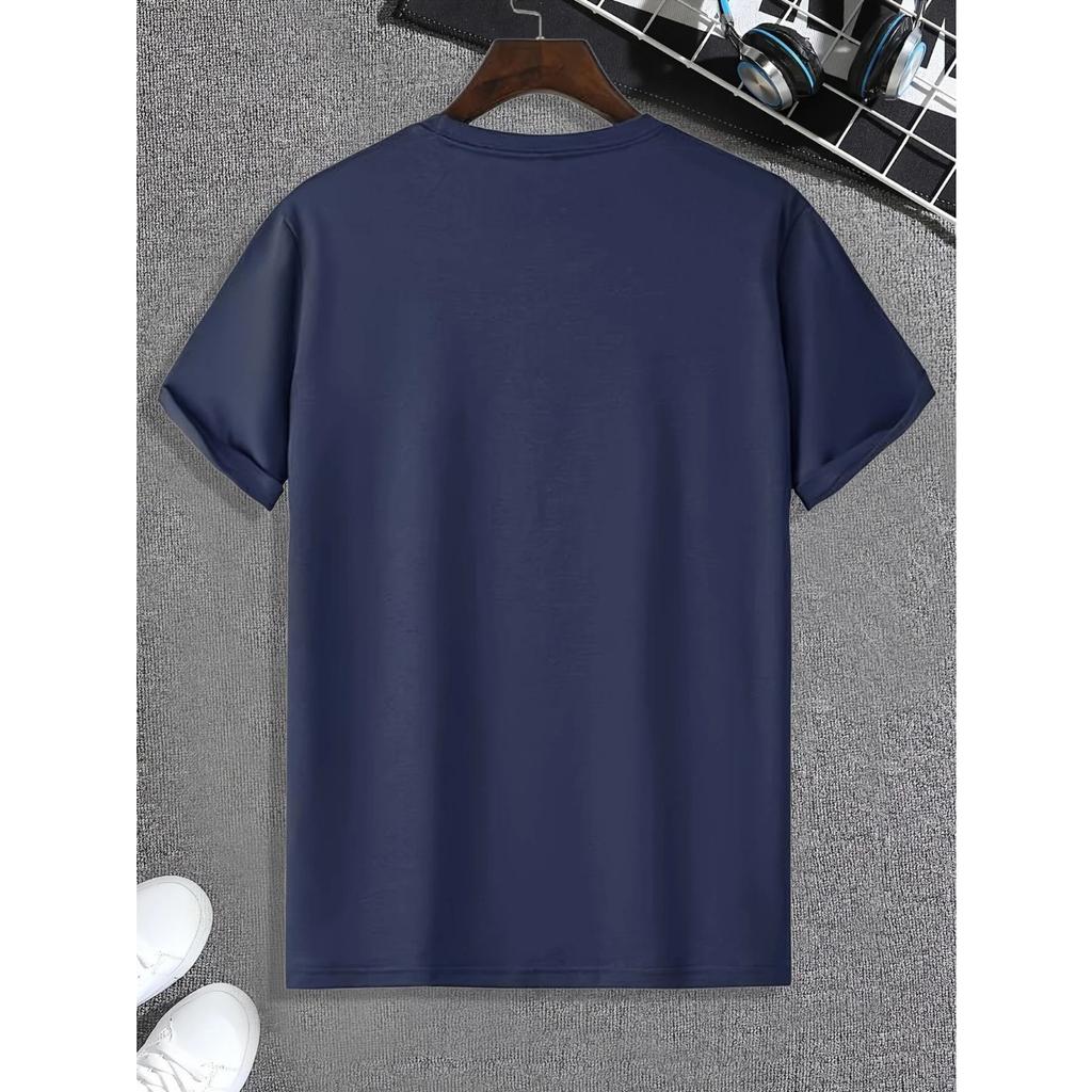 Men's Summer 100 Cotton Fashionable Casual Sports Loose and Interesting Cartoon Penguin Pattern Printed Round Neck Short Sleeved T-shirt