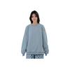 Li Ning Fitness Series Logo Print Solid Color Loose Round Neck Pullover Sweatshirt Women Sweatshirt Mist-Blue AWDR874-7