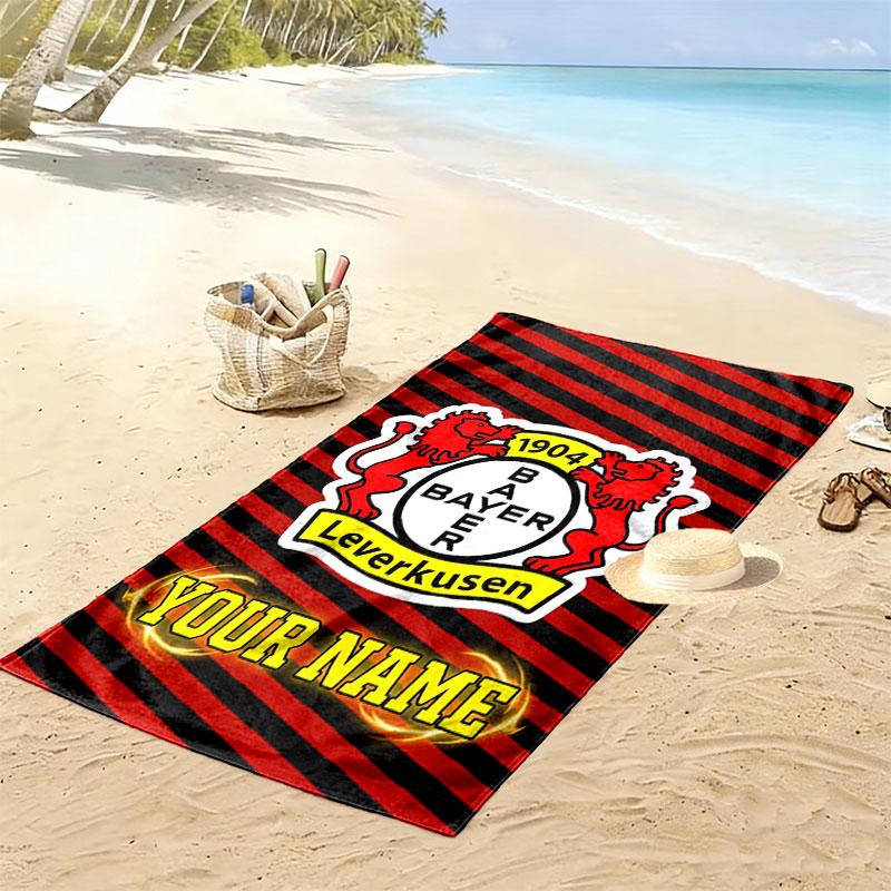 Custom Bayer Leverkusen Print Beach Towel, Large Soft Quick Dry Towel for Beach Camping Swimming