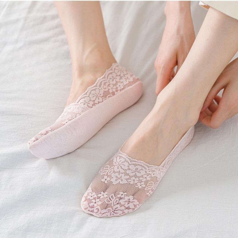 Women Socks Thin Breathable Silicone Non-slip Invisible Lace No-show Boat Sock Transparen Fashion Casual Low Cut Boat Socks