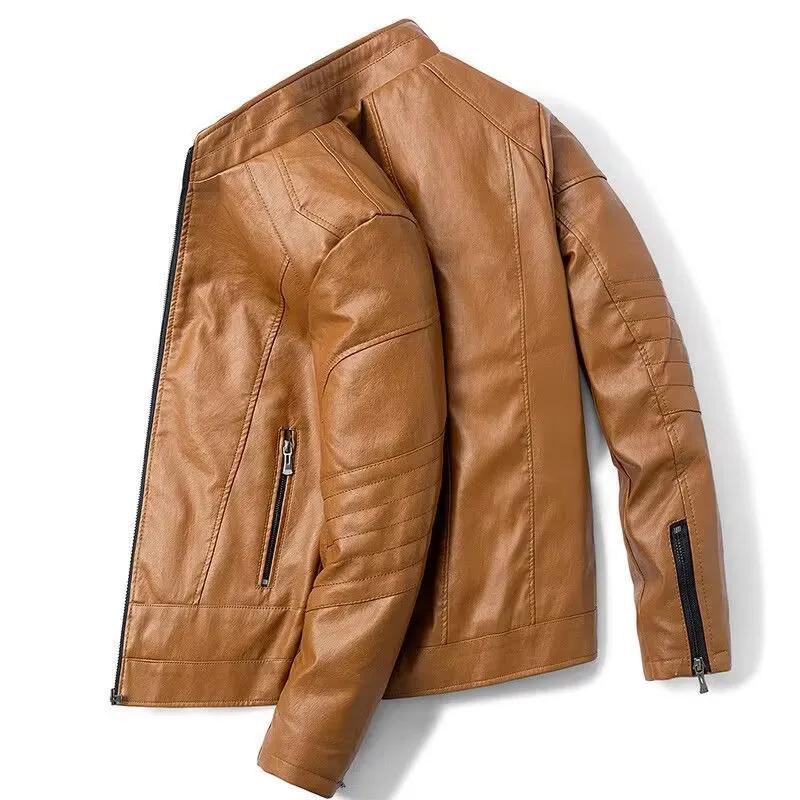 Vinterherr Höst Vinterjacka Ungdom Snygg Läderjacka Trendig Koreansk Stil Ny Casual