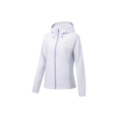 Li Ning Running Series Effen Kleur Rits Hoodie Lange Mouw Zonbescherming Windjack Dames bovenkleding Wit Hemelsblauw AFDT182-13