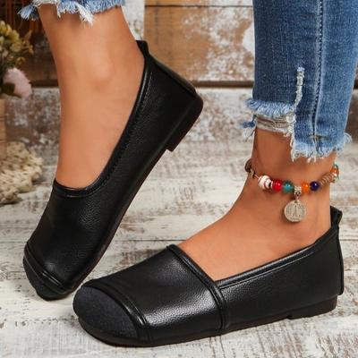 Mode Rutschfeste Flache Flache Einzelne Schuhe Frühling und Sommer Eckige Zehenpartie Weiche Sohle Rutschfest Vielseitig Ausländischer Stil Kleine Lederschuhe